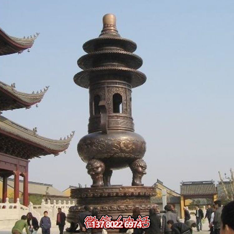 精美鑄銅大型寶蓋香爐，祈福燒香進寶