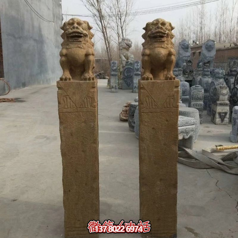 砂巖拴馬柱擺件，為你的寺廟門口增添優(yōu)雅氣息
