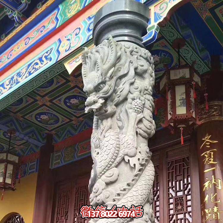 精美仿古園林，花崗巖石龍盤柱點(diǎn)綴
