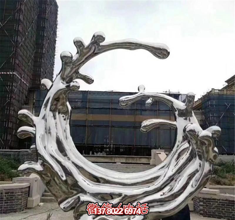 精美不銹鋼浪花雕塑，點(diǎn)綴小區(qū)裝飾