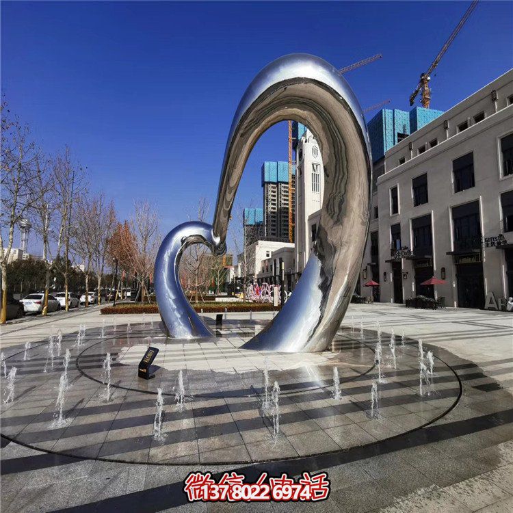 不銹鋼圓形雕塑精致工藝，拋光鏡面，抽象藝術(shù)