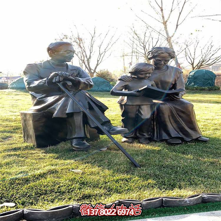 仿銅民俗人物雕塑，玻璃鋼裝飾公園戶外