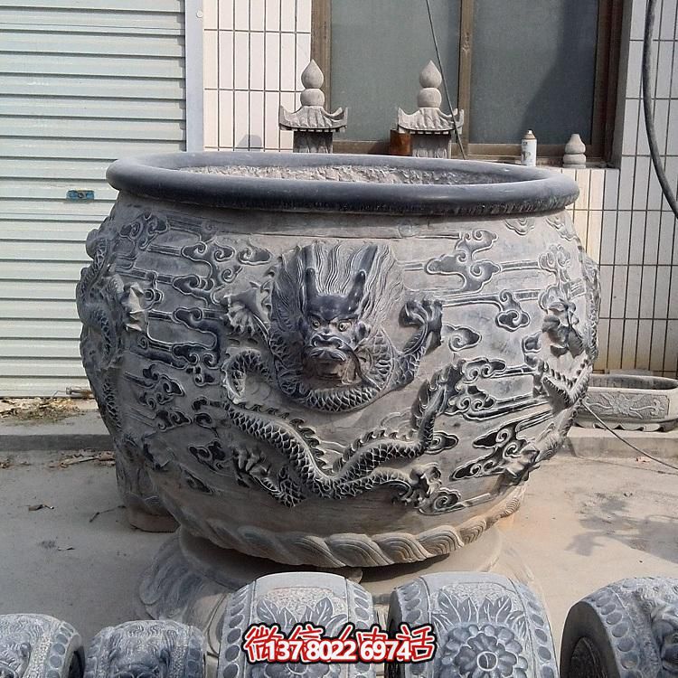 石雕仿古舊圓形裝飾缸，精美外觀，多功能應(yīng)用