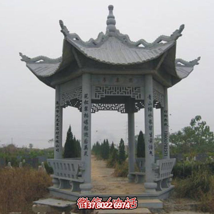 古建涼亭青石擺件，美化景區(qū)園林