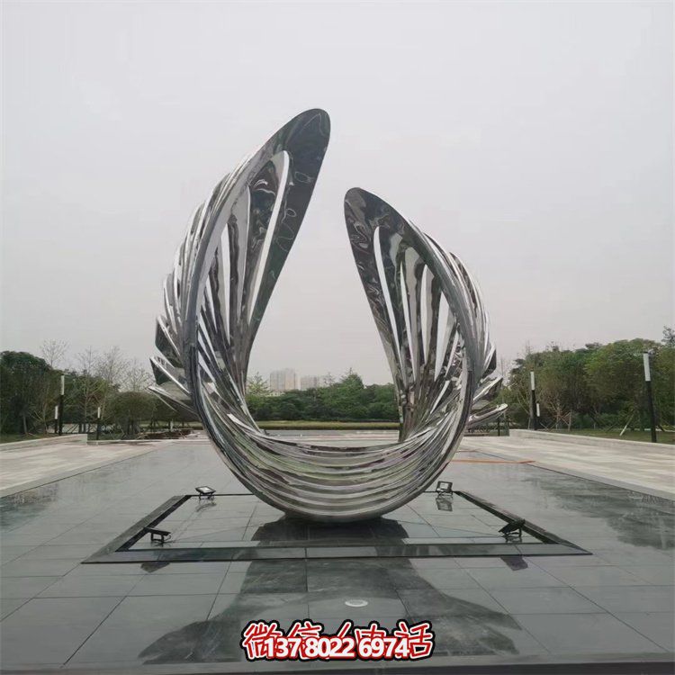 不銹鋼抽象翅膀藝術(shù)雕塑，為戶外廣場(chǎng)增添獨(dú)特景觀