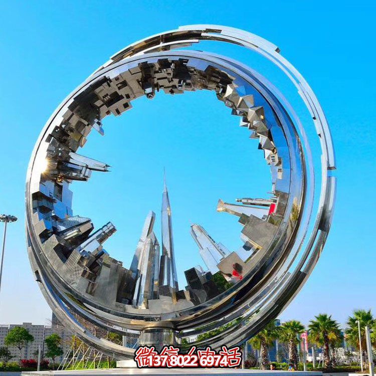 不銹鋼抽象齒輪雕塑，點綴園林景觀