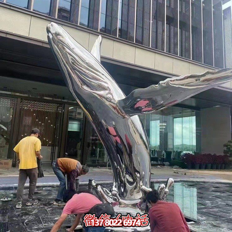 大型不銹鋼鏤空魚類擺件，為戶外水景商場售樓部裝飾