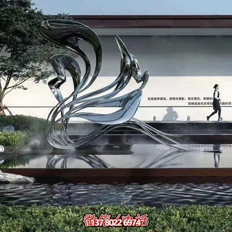 大型不銹鋼抽象雕塑，現(xiàn)代水景景觀創(chuàng)意裝飾