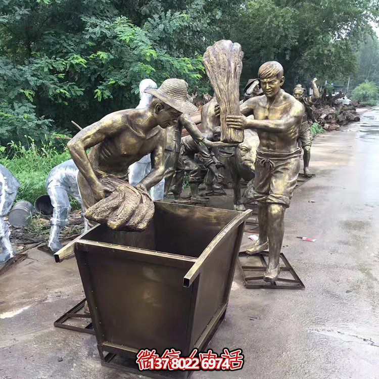 中國(guó)民俗——打麥子、勞動(dòng)、人物雕塑