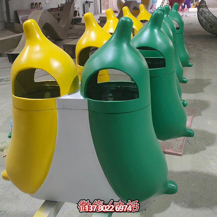 創(chuàng)意玻璃鋼垃圾桶，家庭園林裝飾擺件