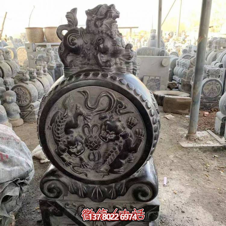 仿古青石石雕抱鼓雕塑，裝點庭院門口