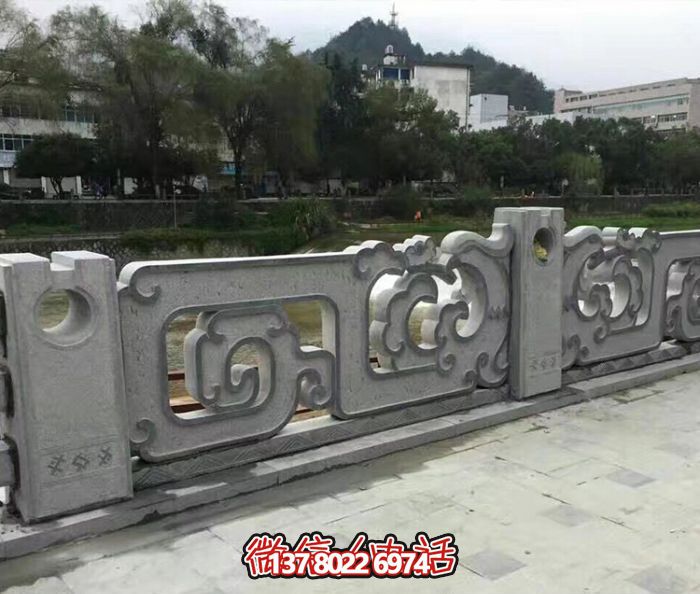 復(fù)古鏤空花紋欄桿，防護(hù)河道街邊青石