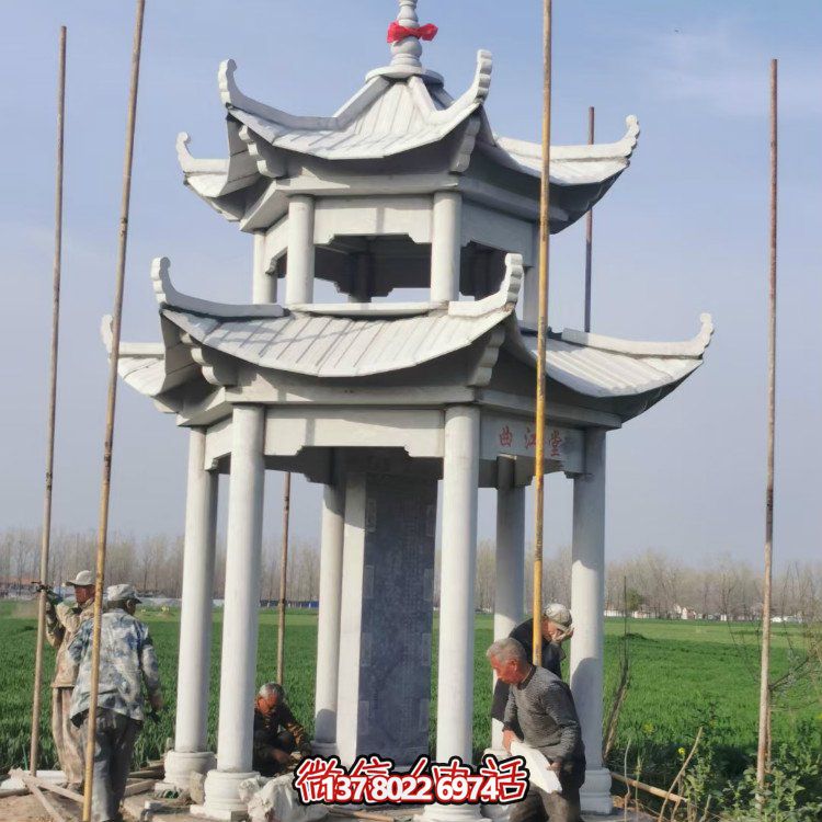 雙層大理石石雕涼亭，點(diǎn)綴家園，打造美麗園林景觀