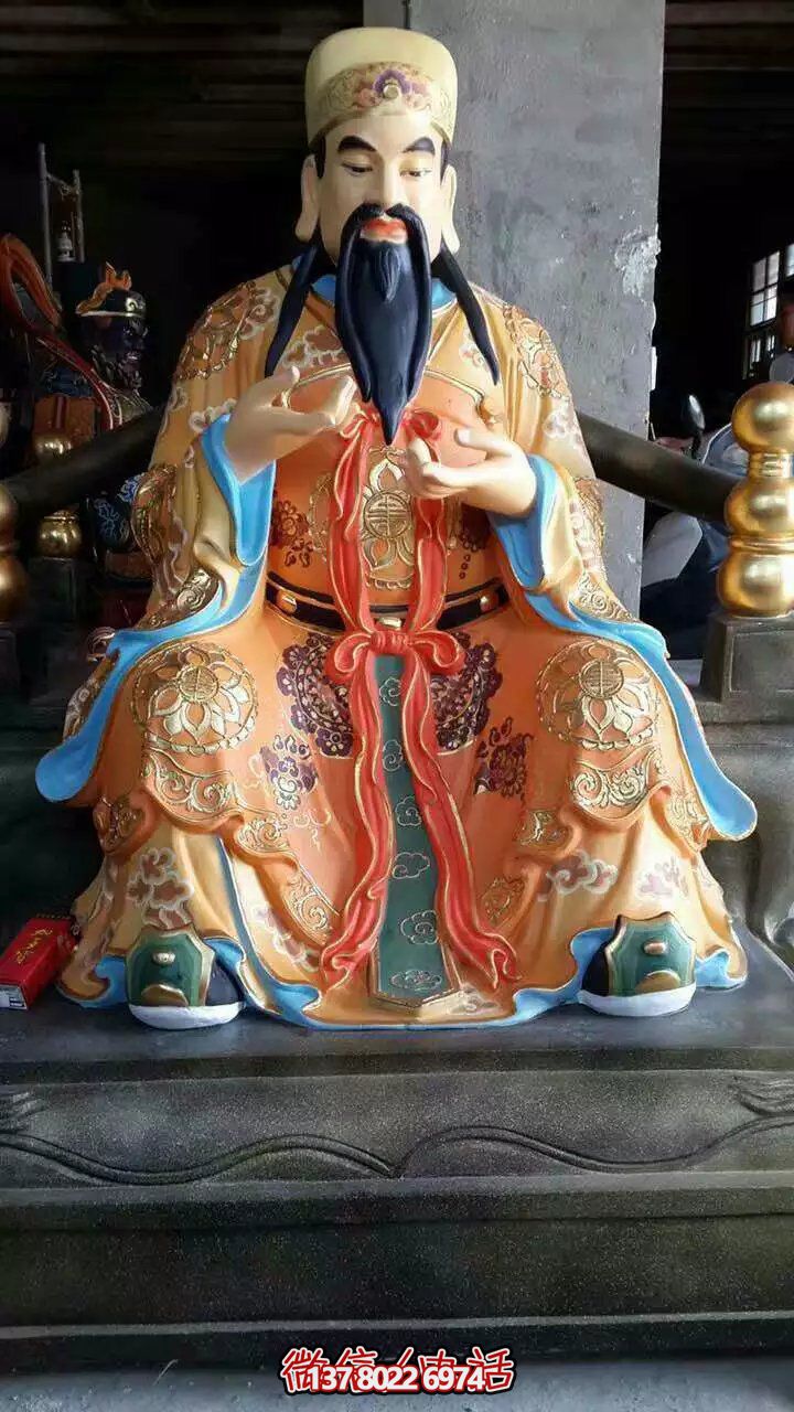 精美供奉財神雕塑，玻璃鋼彩繪絢麗奪目