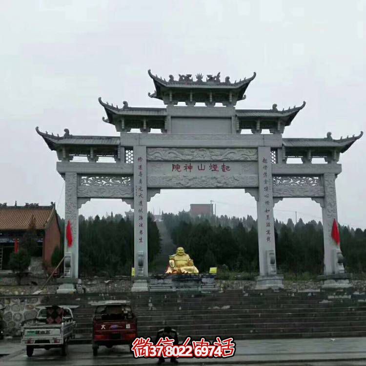 大理石石雕牌坊，增添宗教寺廟景觀魅力