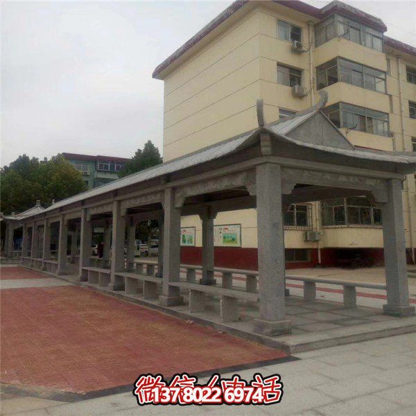 仿古建筑石雕長(zhǎng)廊亭子，打造文化小區(qū)廣場(chǎng)雕塑