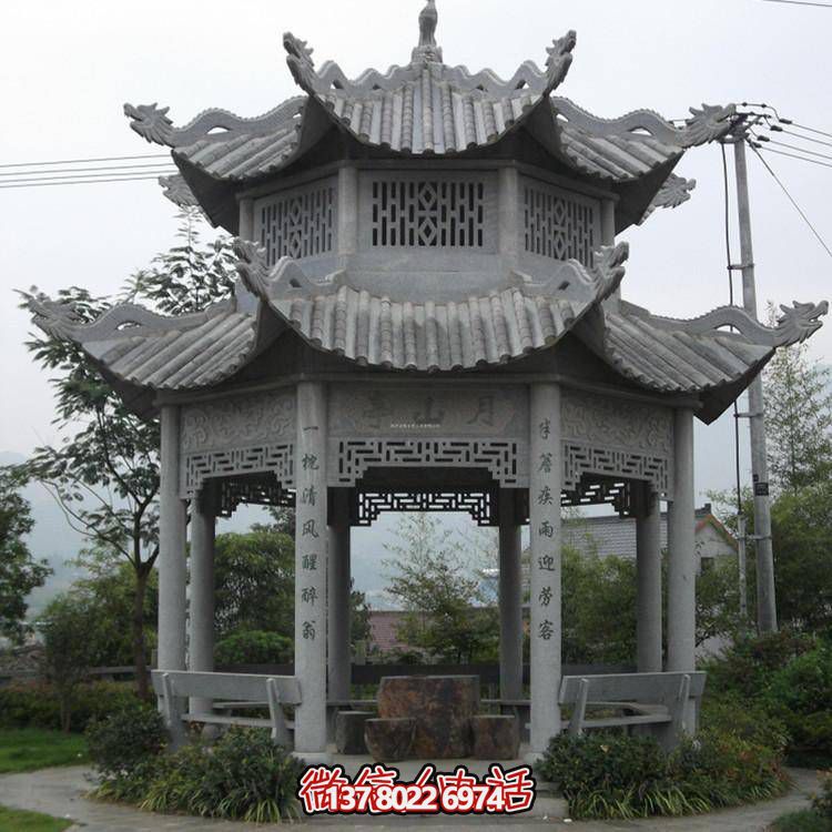 仿古青石涼亭，美觀大方，雕塑精美