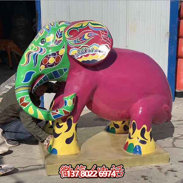 玻璃鋼雕塑大象，彩繪園林景觀