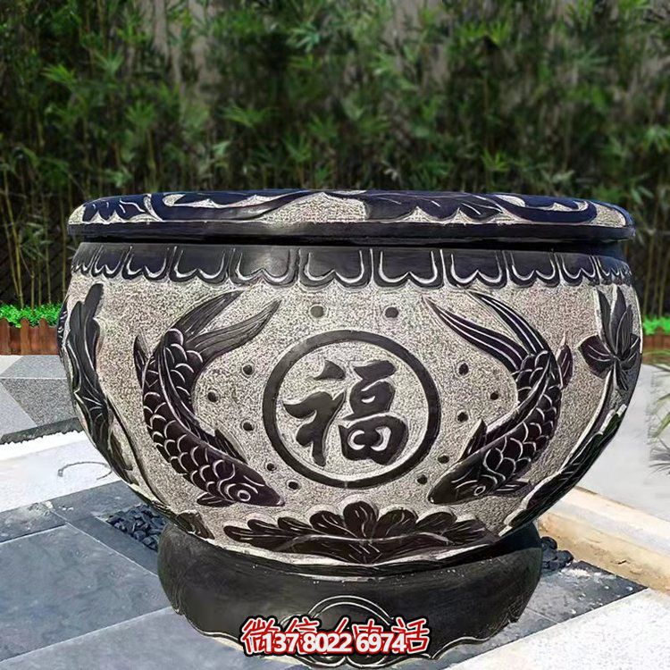 精美青石石雕缸，打造現(xiàn)代園林景觀