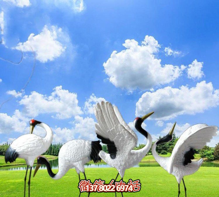 仙鶴彩繪玻璃雕塑，一次欣賞美麗風(fēng)景