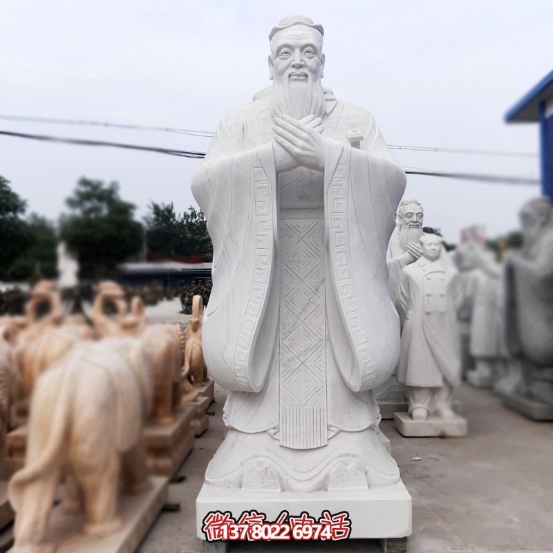漢白玉孔子雕塑傳承中華文化，融入創(chuàng)意景區(qū)