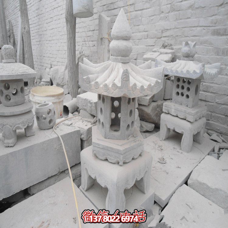 精美石燈鏤空大理石裝飾擺件，點亮你的漢白玉庭院