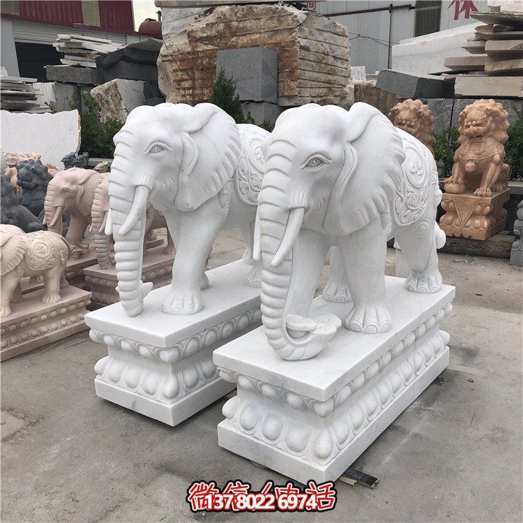 大理石石雕大型動(dòng)物雕塑，點(diǎn)綴庭院別墅門口
