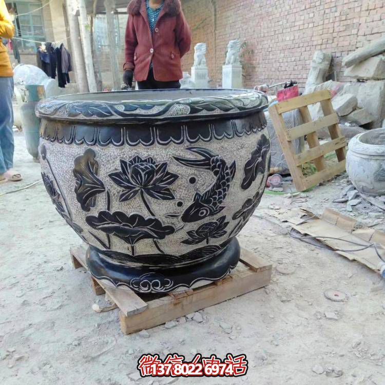 天然石頭缸，仿古雕刻，裝點家園