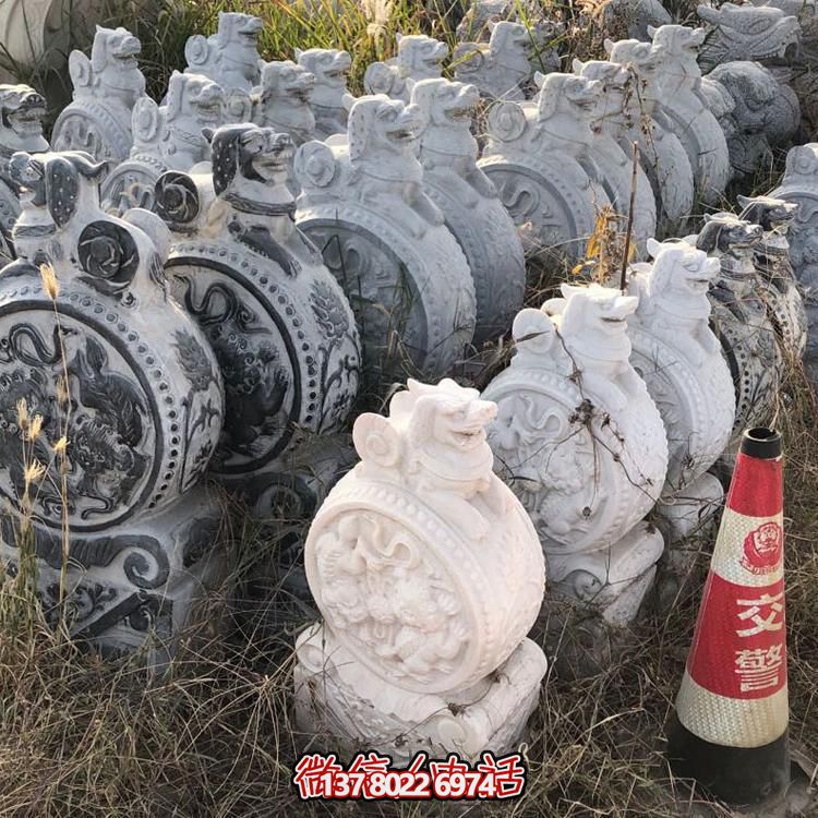 仿古青石獅子抱鼓石擺件，鎮(zhèn)宅庭院門口裝飾