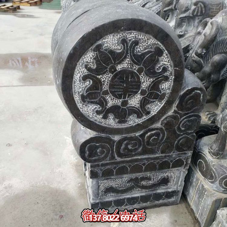 精美青石浮雕抱鼓石雕塑，點(diǎn)綴門口庭院
