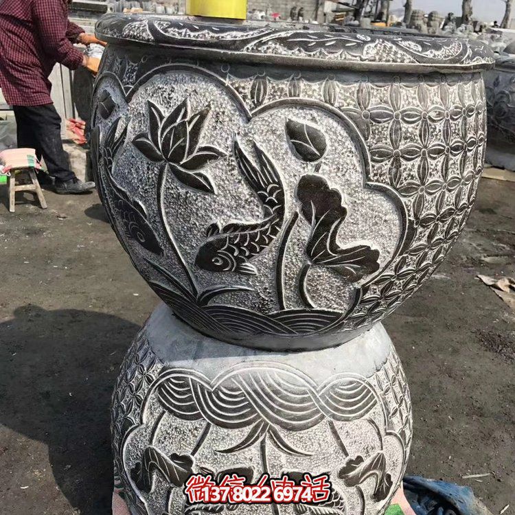 古典中式仿古石雕花盆，為您的庭院增添古風(fēng)雅致