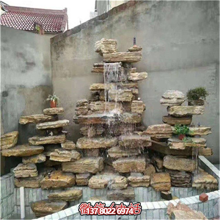 大型立式層流水假山石造景，給你驚艷的室外庭院廣場