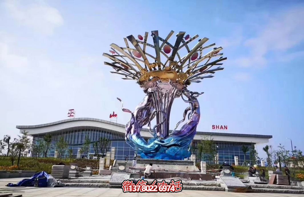 玻璃鋼美人魚雕塑，給廣場帶來彩繪跳舞美景