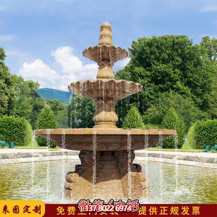 流水紅晚霞，石雕戶外景區(qū)擺件