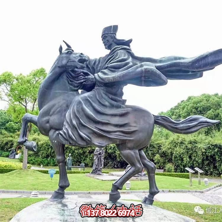 古典仿銅騎馬雕塑，玻璃鋼創(chuàng)意廣場裝飾