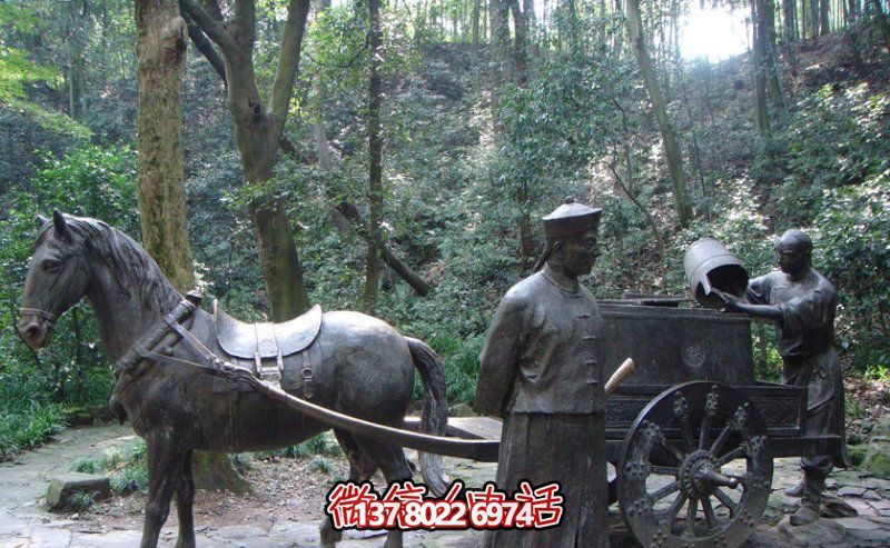 仿古青銅馬車雕塑，為景區(qū)商業(yè)街增添古典風(fēng)情