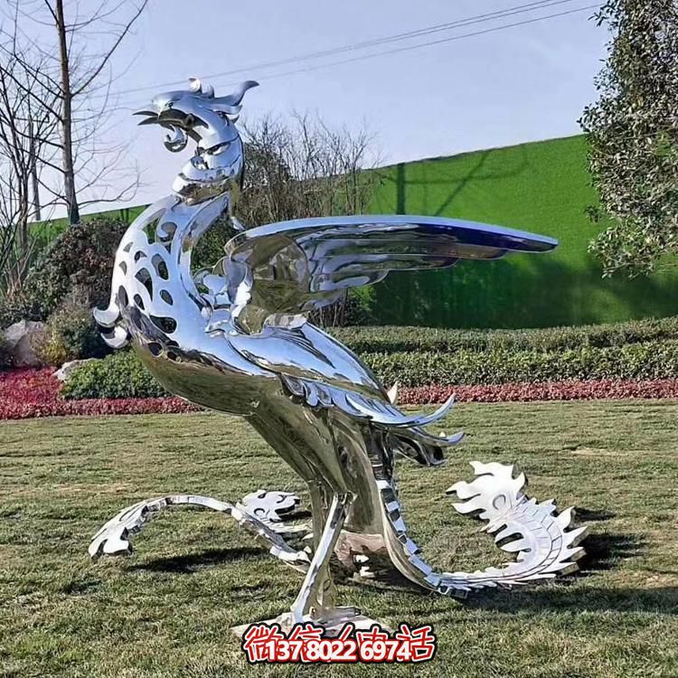 精美不銹鋼鳳凰雕塑，裝飾您的室外景觀