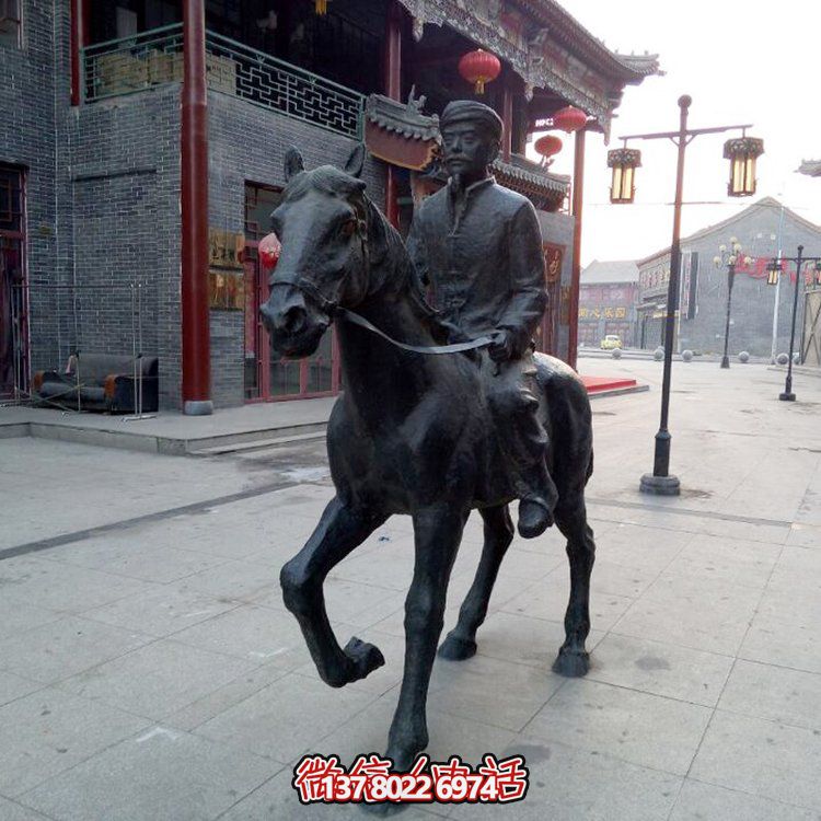 景區(qū)景點(diǎn)玻璃鋼仿銅騎馬的人物景觀(guān)