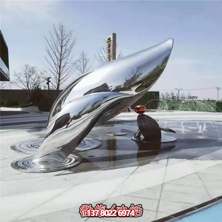 酒店水池噴泉裝飾不銹鋼鏡面鯨魚(yú)