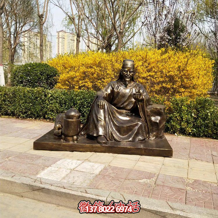 茶圣陸羽雕塑，玻璃鋼仿銅歷史名人情景雕塑