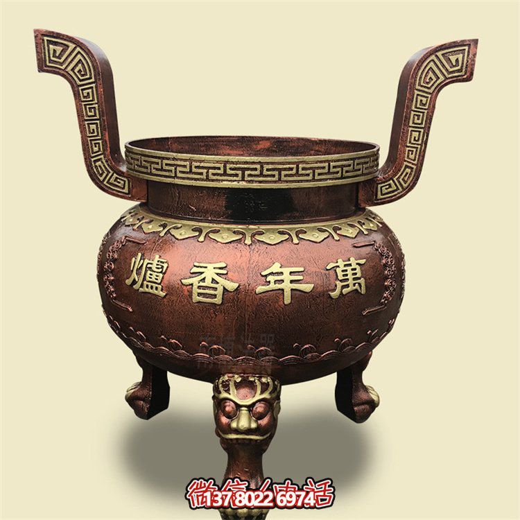 家用銅雕上香祈福鼎，香爐雕塑