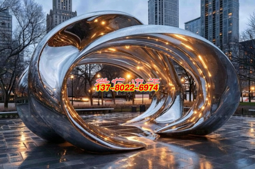 鋼藝流轉(zhuǎn)承城市萬(wàn)象風(fēng)華——抽象鏡面雕塑